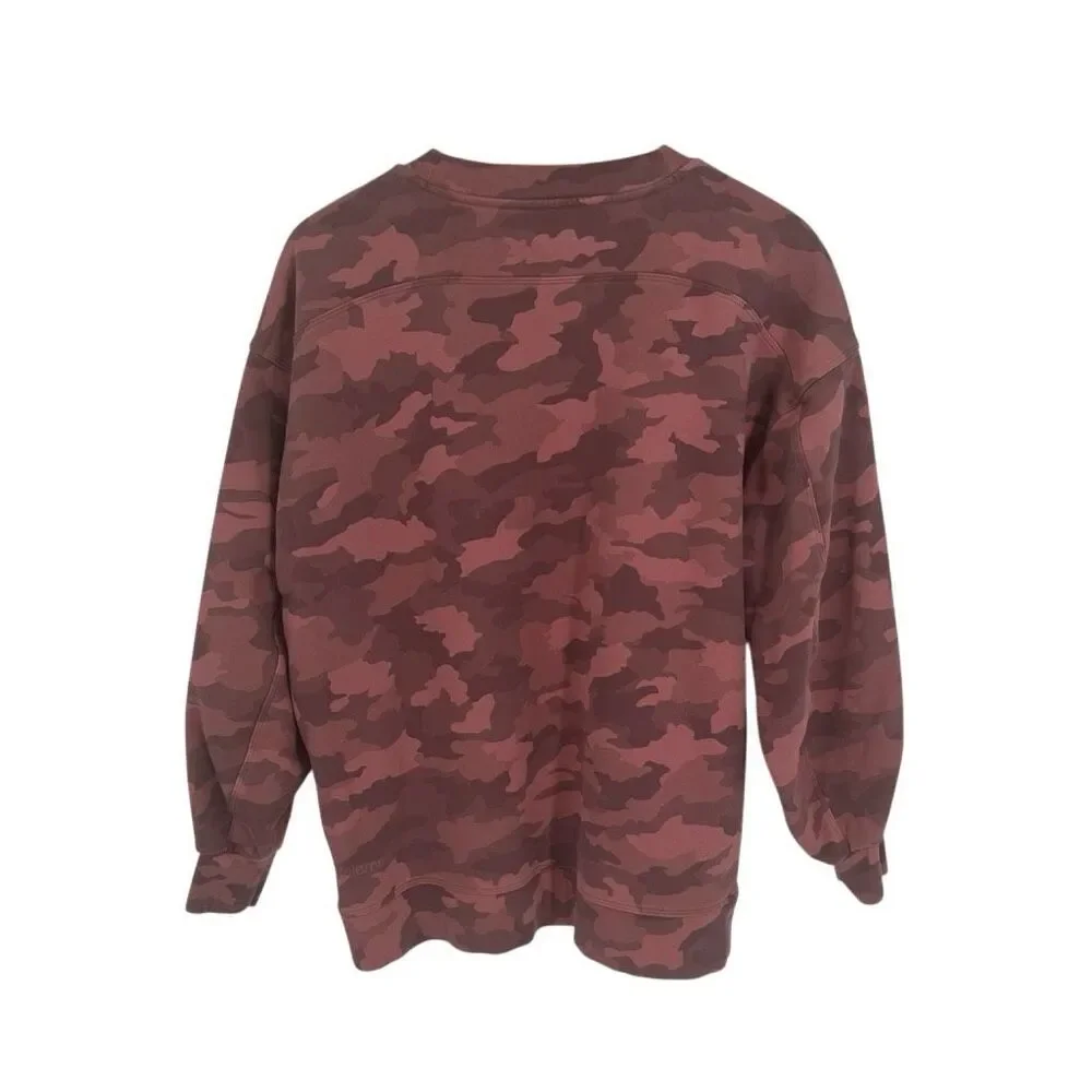 Lululemon Perfectly Oversized Crew Womens 8? Pink Camo Workout Fitness Active - Picture 4 of 7